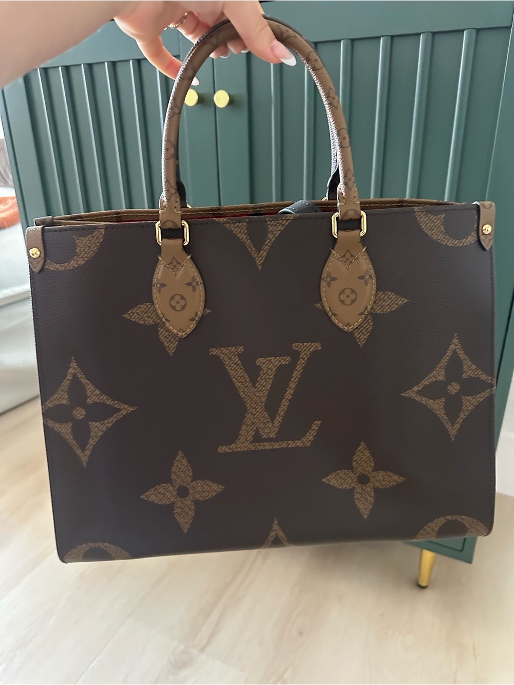 Louis Vuitton Large Brown Monogram Canvas Tote with Tan Trim